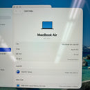 Macbook Air 2022 13.6လက်မ မီးခိုးရောင် M2/ RAM 8GB/ SSD 256GB ဘက်ထရီ 94% BPTA 115 ကြိမ် အားသွင်း 