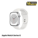 Apple Watch Series 8 41mm 4G + GPS ငွေရောင် အလူမီနီယမ် ကာဗာ အဖြူရောင် အားကစားကြိုး 