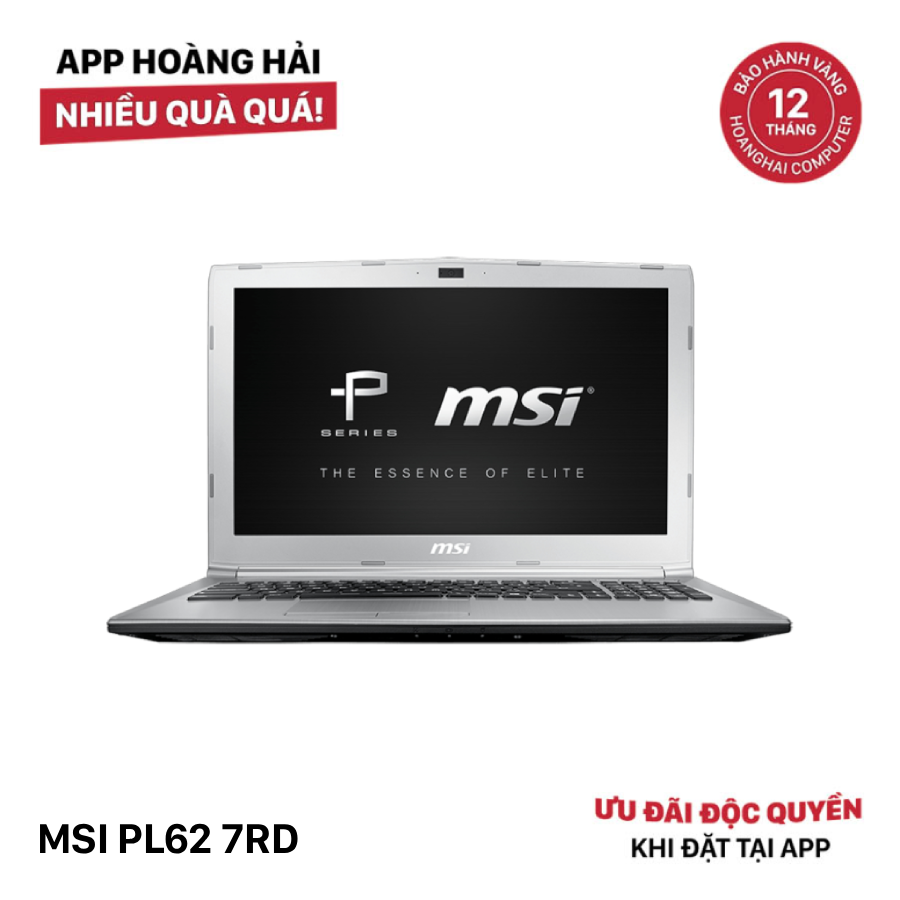 MSI PL62 7RD 15.6" I7 - 7500U/ RAM 8GB/ SSD 512GB VGA GTX 1050 BPTN အသစ်ကဲ့သို့ (ကင်မရာမပါ) 