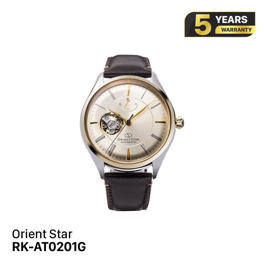 Orient Star Semi Skeleton RK-AT0201G စက်ပိုင်းဆိုင်ရာ နာရီ (ပြည်တွင်းဈေးကွက်ဗားရှင်း)
