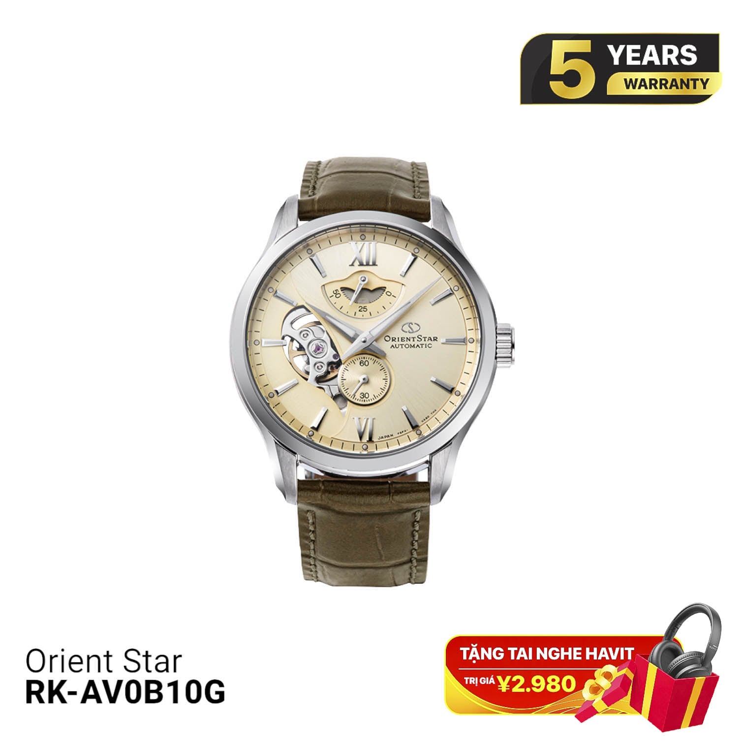 Orient Star Layered Skeleton စက်ပိုင်းဆိုင်ရာ နာရီ RK-AV0B10G (ပြည်တွင်းဈေးကွက် ဗားရှင်း)