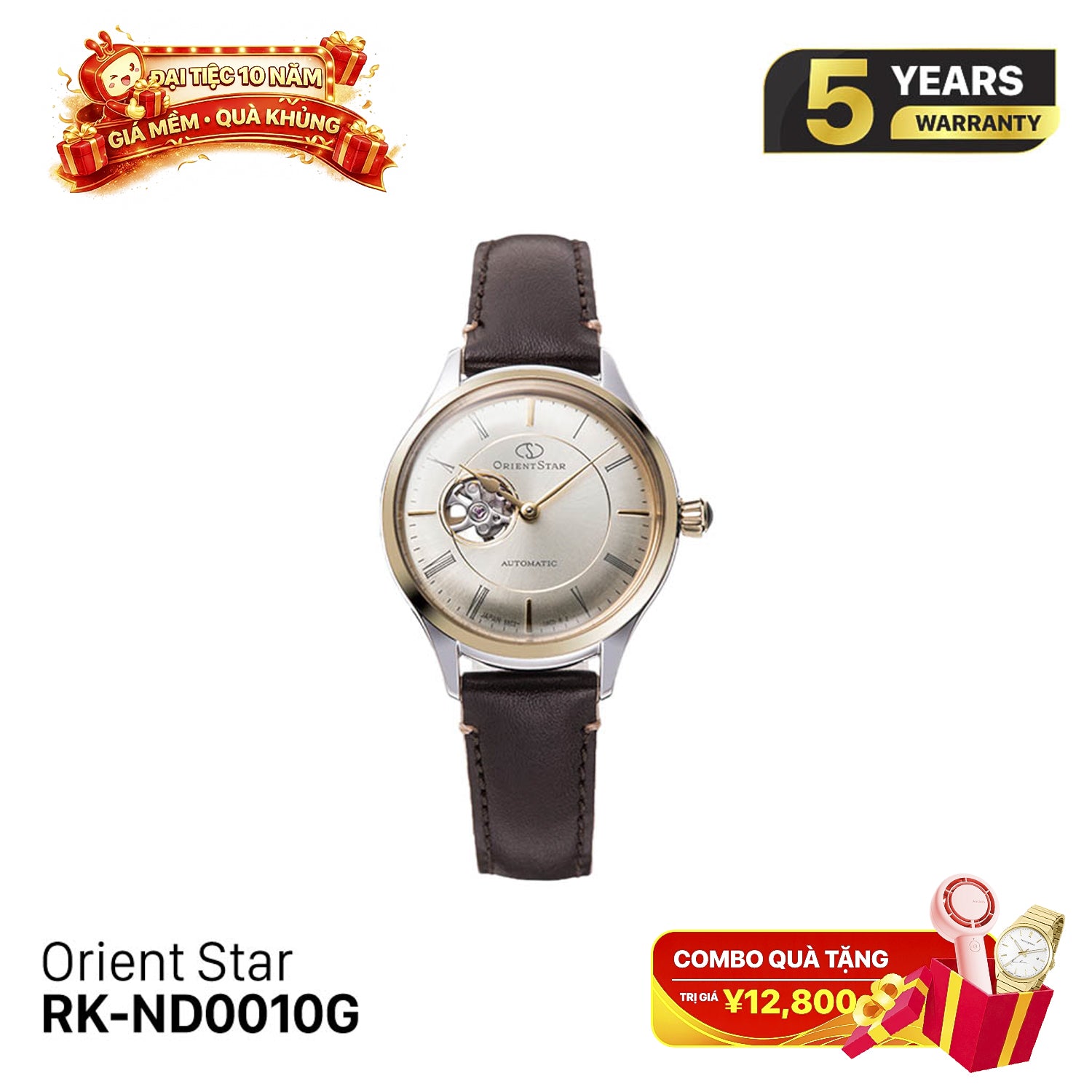 Orient Star Semi-Skeleton RK-ND0010G အမျိုးသမီးစက်ပိုင်းဆိုင်ရာနာရီ (ပြည်တွင်းဈေးကွက်ဗားရှင်း)