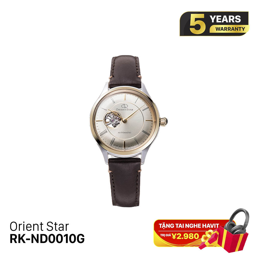 Orient Star Semi-Skeleton RK-ND0010G အမျိုးသမီးစက်ပိုင်းဆိုင်ရာနာရီ (ပြည်တွင်းဈေးကွက်ဗားရှင်း)