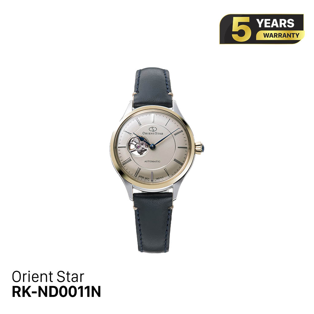 Orient Star Semi-Skeleton RK-ND0011N အမျိုးသမီးစက်ပိုင်းဆိုင်ရာနာရီ (ပြည်တွင်းဗားရှင်း)