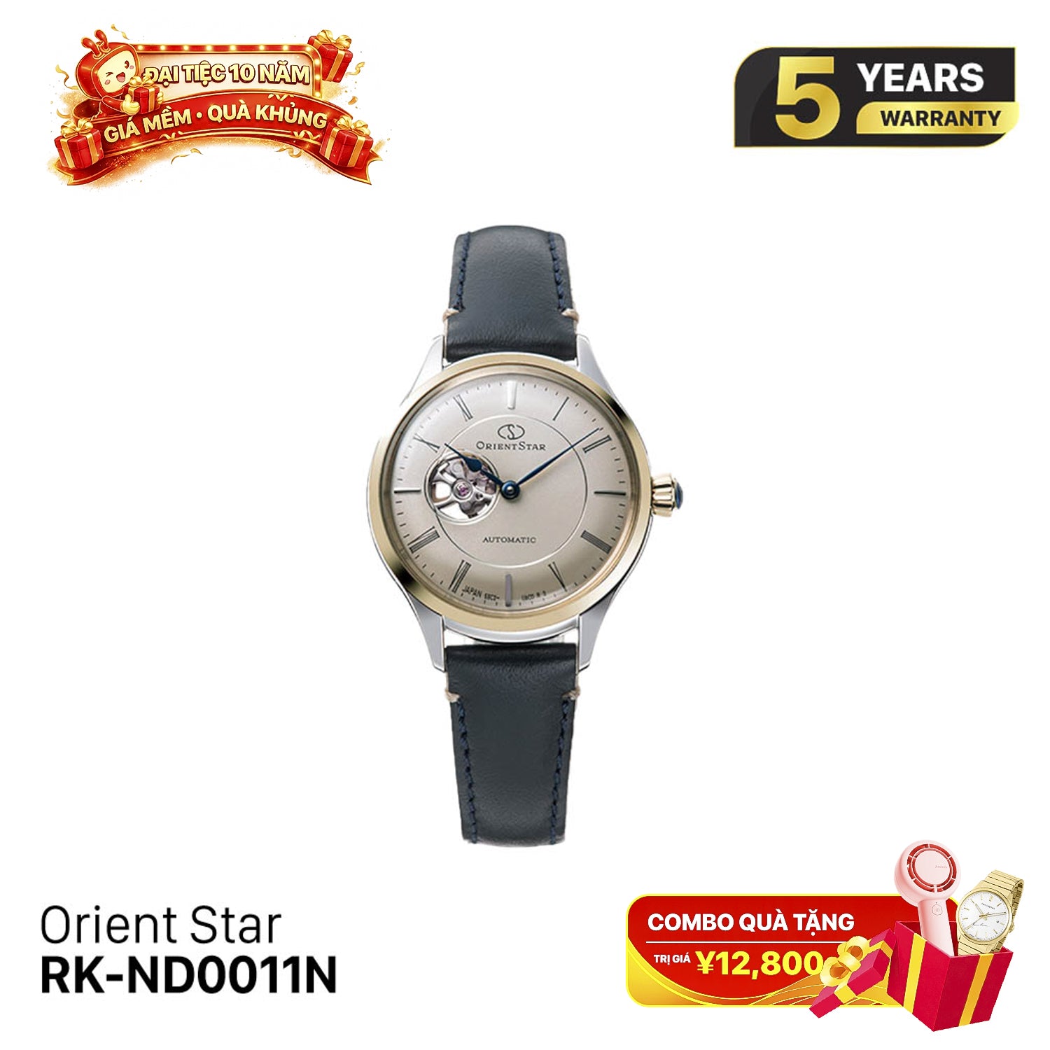 Orient Star Semi-Skeleton RK-ND0011N အမျိုးသမီးစက်ပိုင်းဆိုင်ရာနာရီ (ပြည်တွင်းဗားရှင်း)