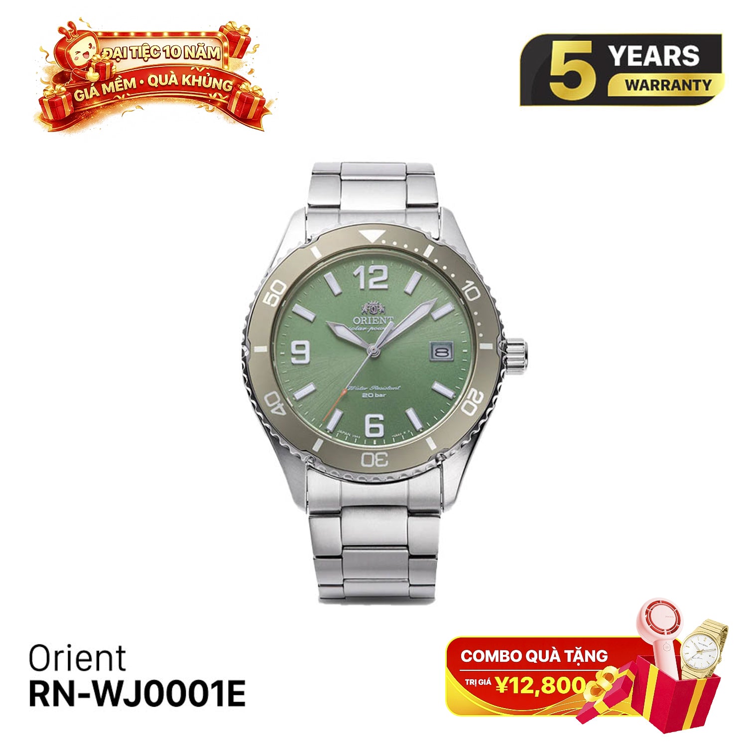 Orient Mako 40 RN-WJ0001E နေရောင်ခြည်စွမ်းအင်သုံး နာရီ - မှာယူမှုများ လက်ခံပါသည်