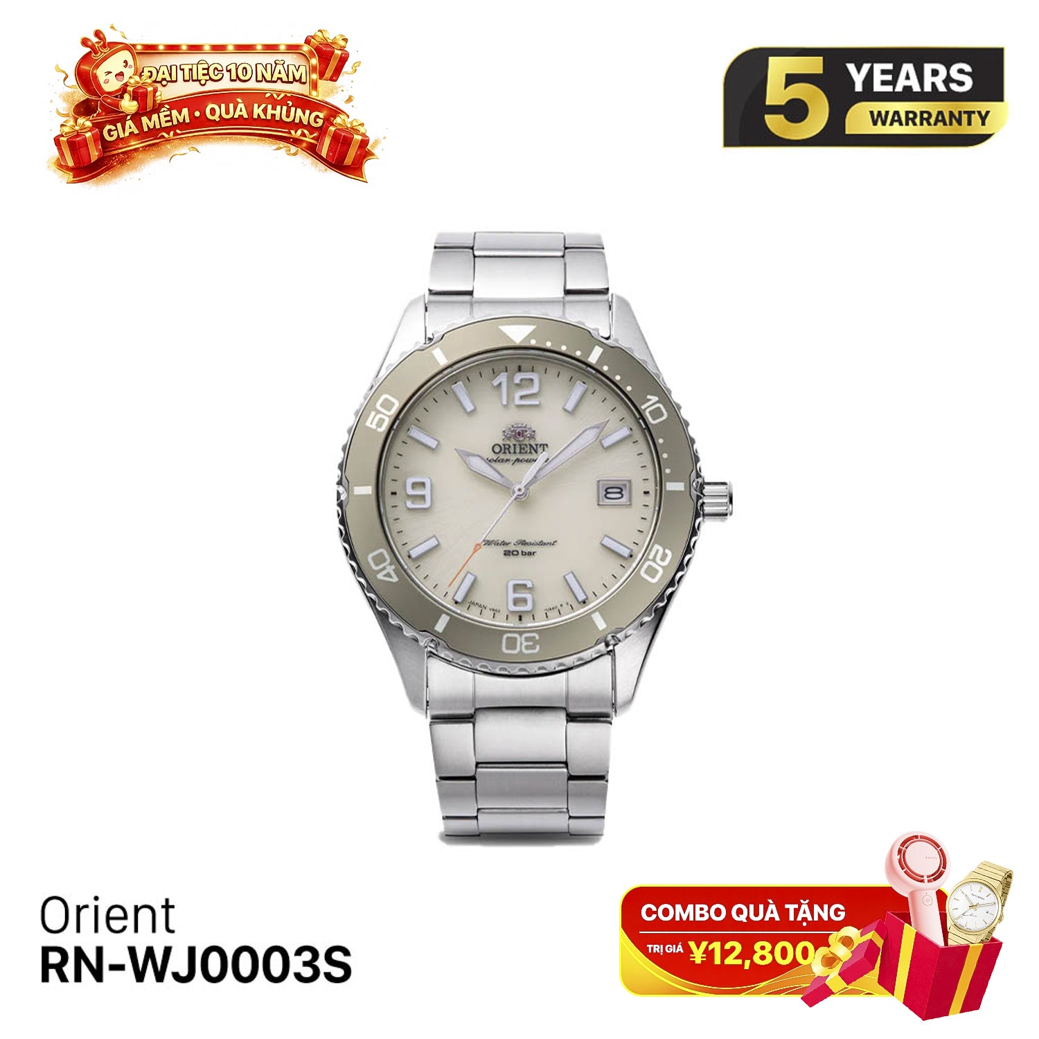 Orient Mako 40 RN-WJ0003S နေရောင်ခြည်စွမ်းအင်သုံး နာရီ - မှာယူမှုများ လက်ခံပါသည်