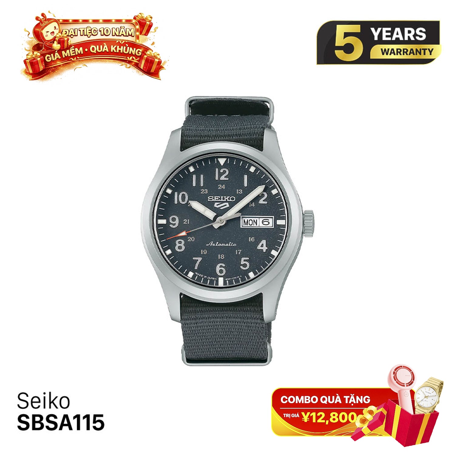 Seiko 5 Field series SBSA115 စက်ပိုင်းဆိုင်ရာနာရီ - မှာယူမှုများလက်ခံပါသည်