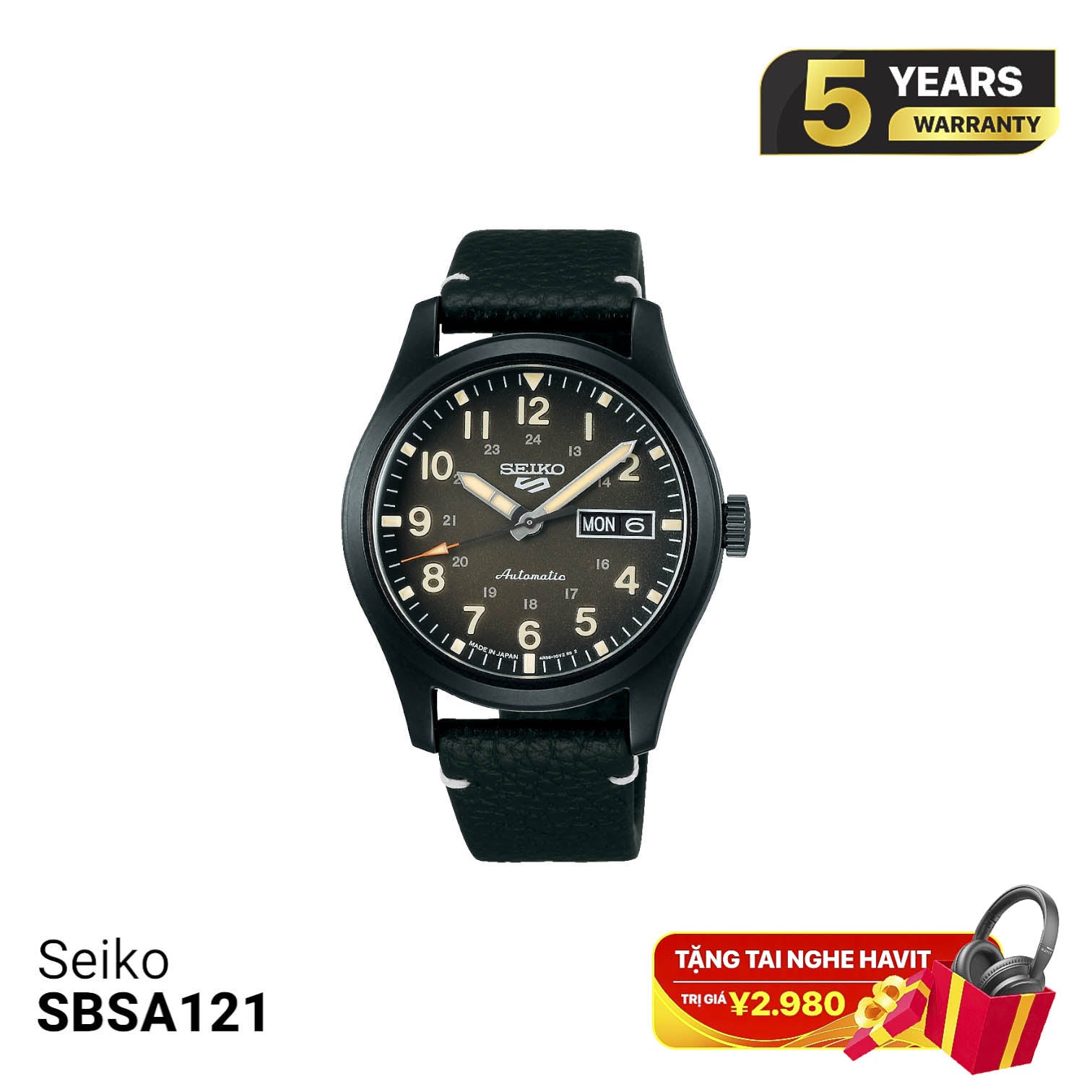 Seiko 5 Field စီးရီး SBSA121 စက်ပိုင်းဆိုင်ရာနာရီ