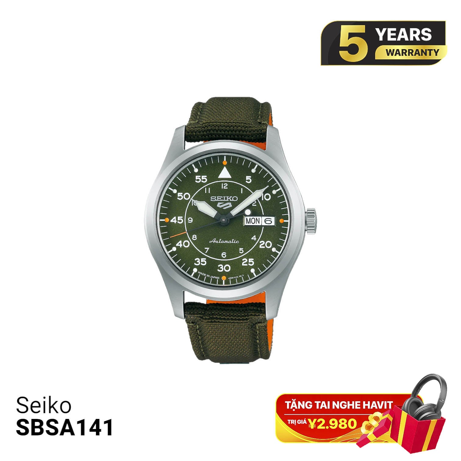 Seiko 5 Field စီးရီး SBSA141 စက်ပိုင်းဆိုင်ရာနာရီ