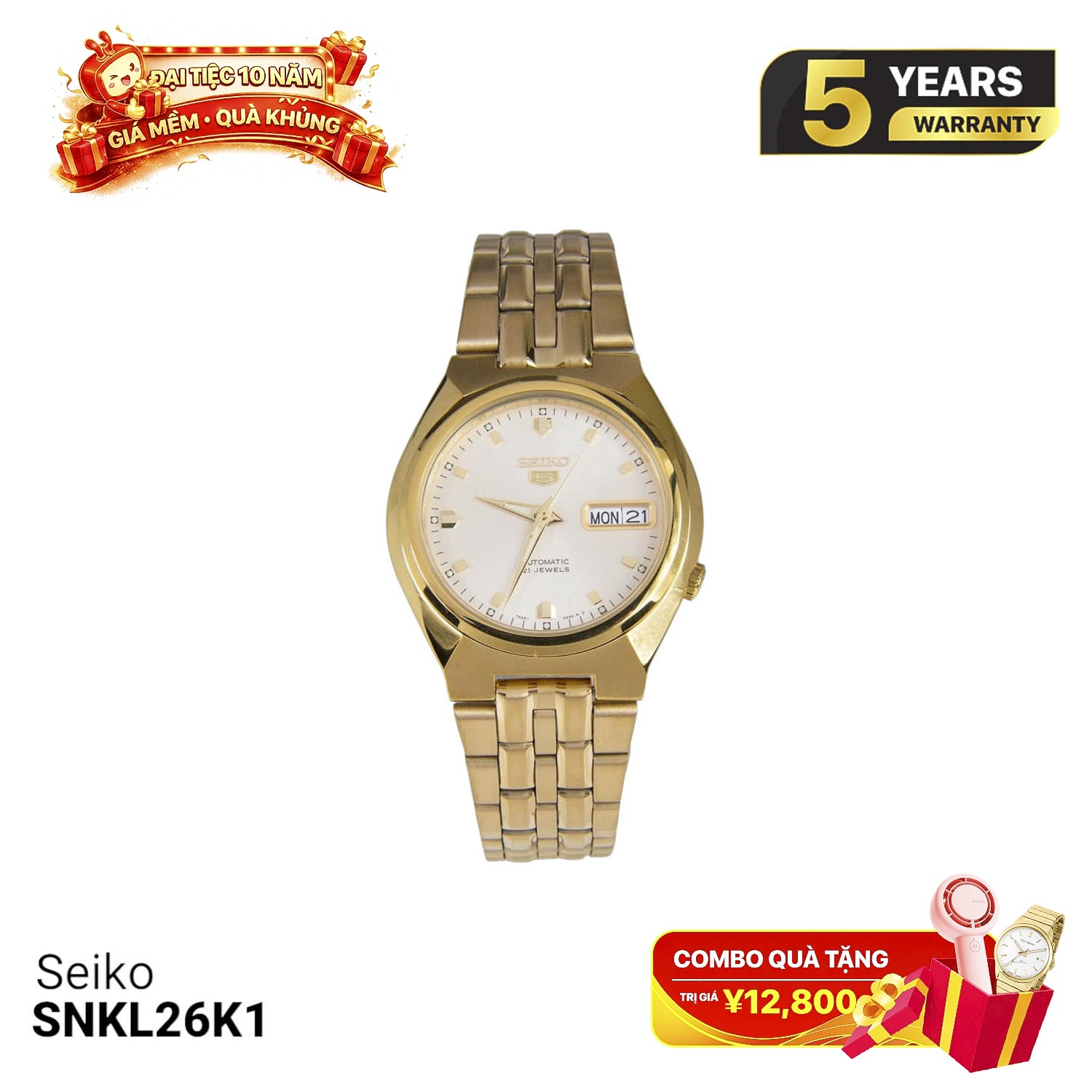 Seiko 5 SNKL26K1 နေရောင်ခြည်စွမ်းအင်သုံး နာရီ