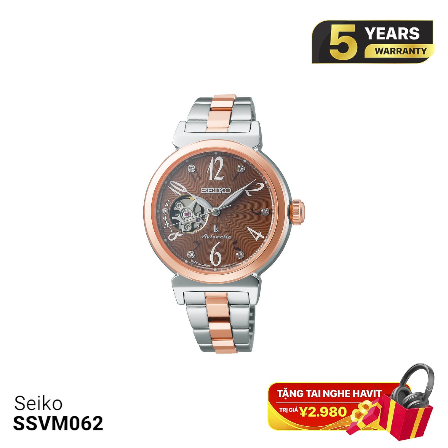 Seiko Essential Collection SSVM062 အမျိုးသမီးစက်ပိုင်းဆိုင်ရာနာရီ - မှာယူမှုများလက်ခံပါသည်