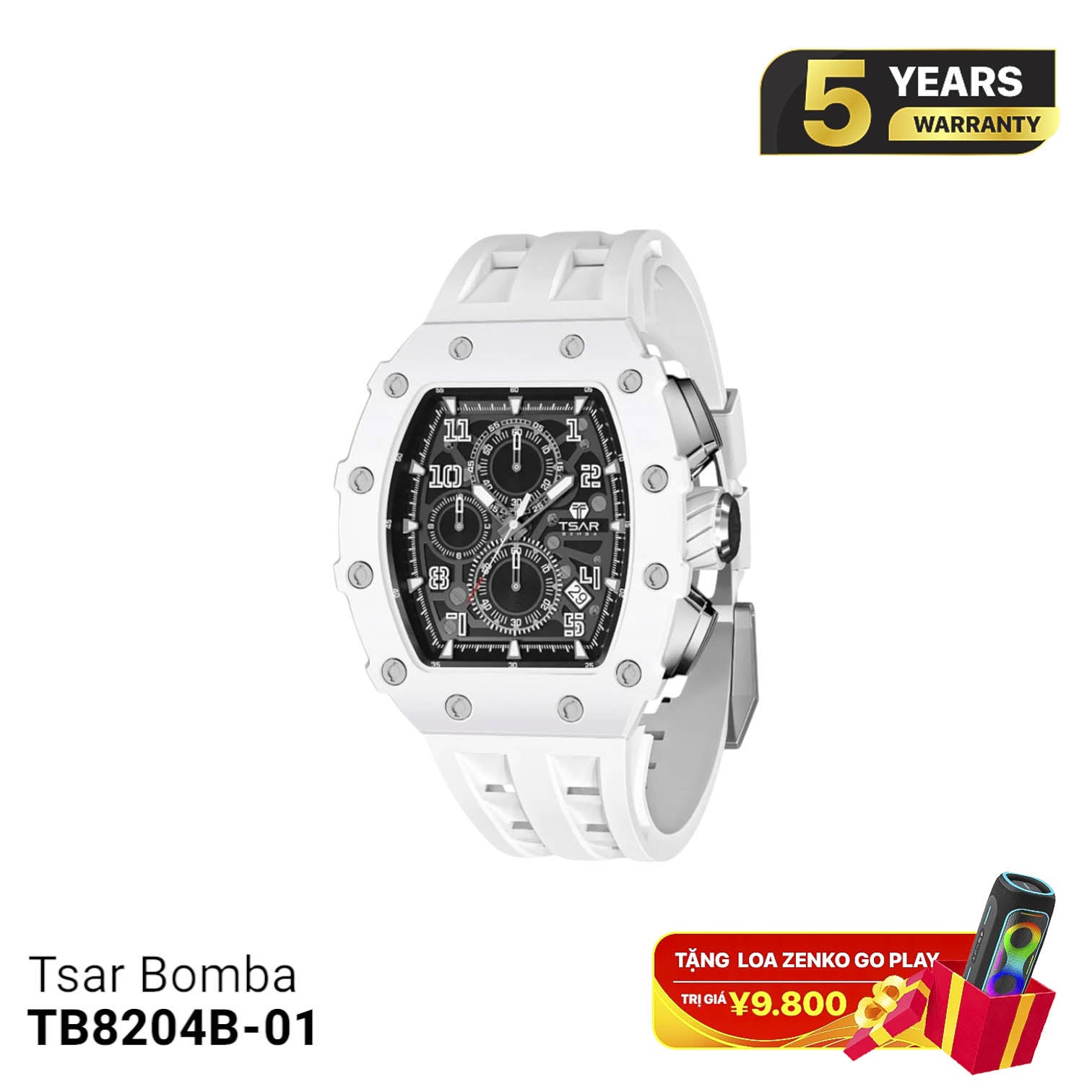 Tsar Bomba Ceramic TB8204B ဘက်ထရီသုံး နာရီ