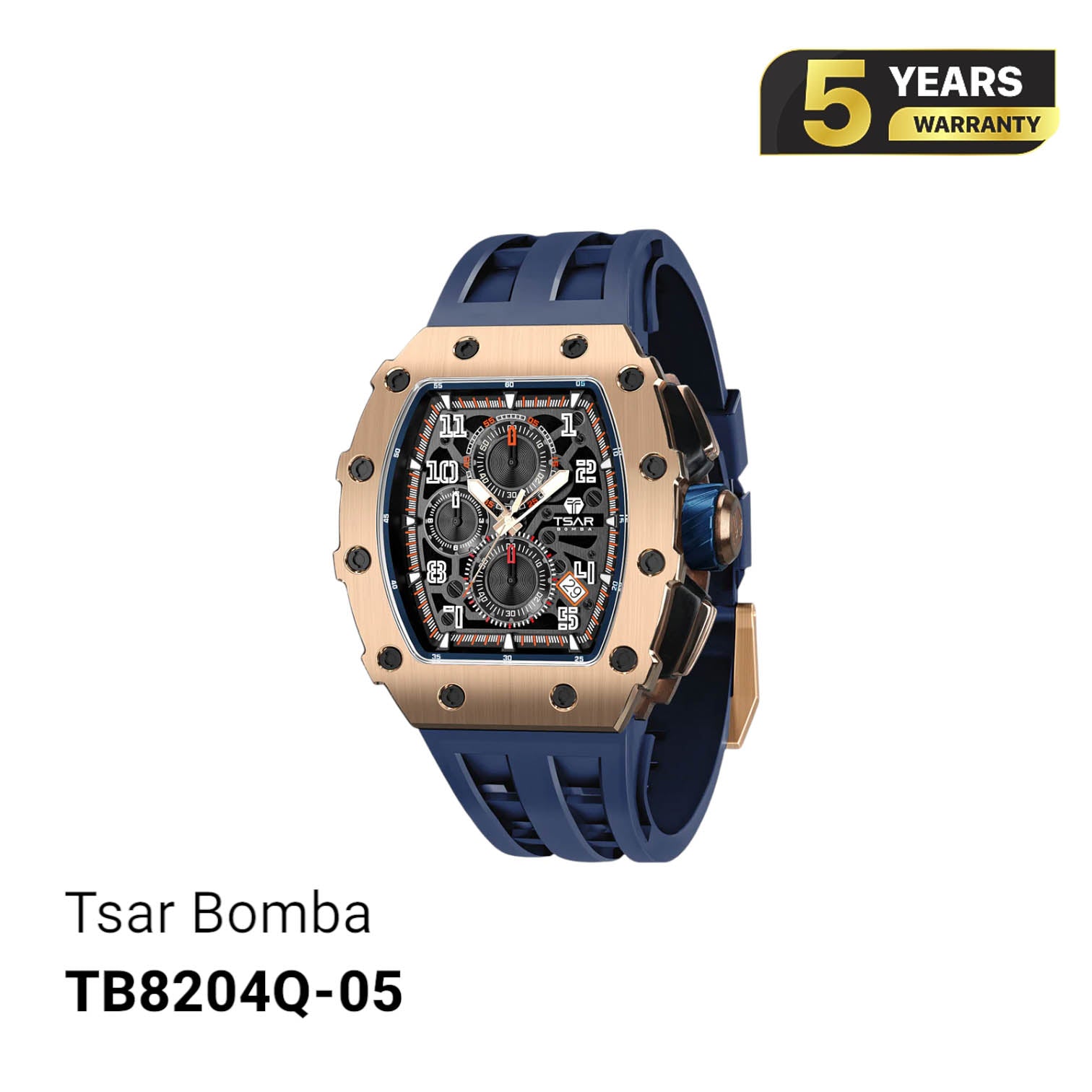 Tsar Bomba စတီးလ် TB8204Q ဘက်ထရီသုံး နာရီ