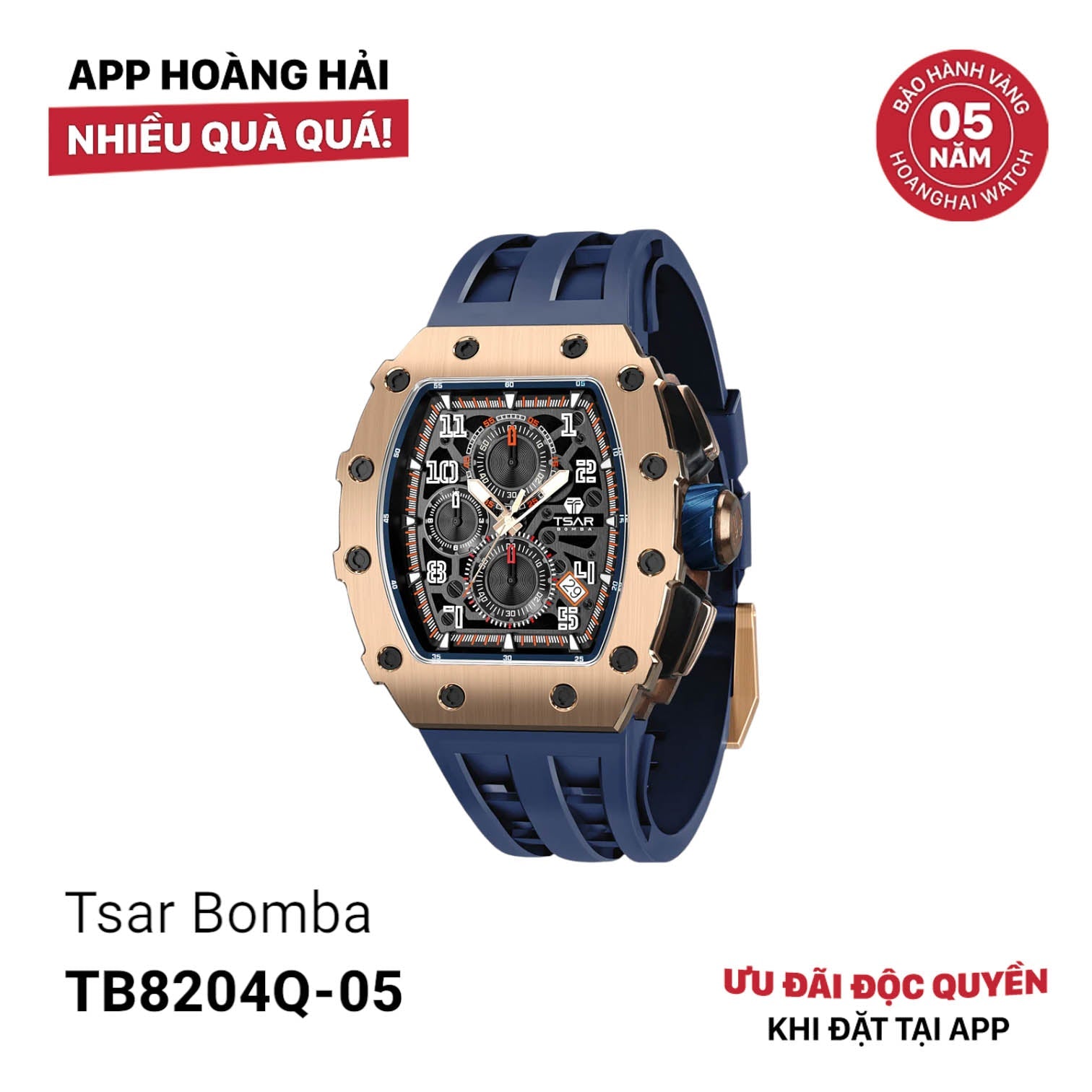 Đồng hồ pin Tsar Bomba Stainless Steel TB8204Q