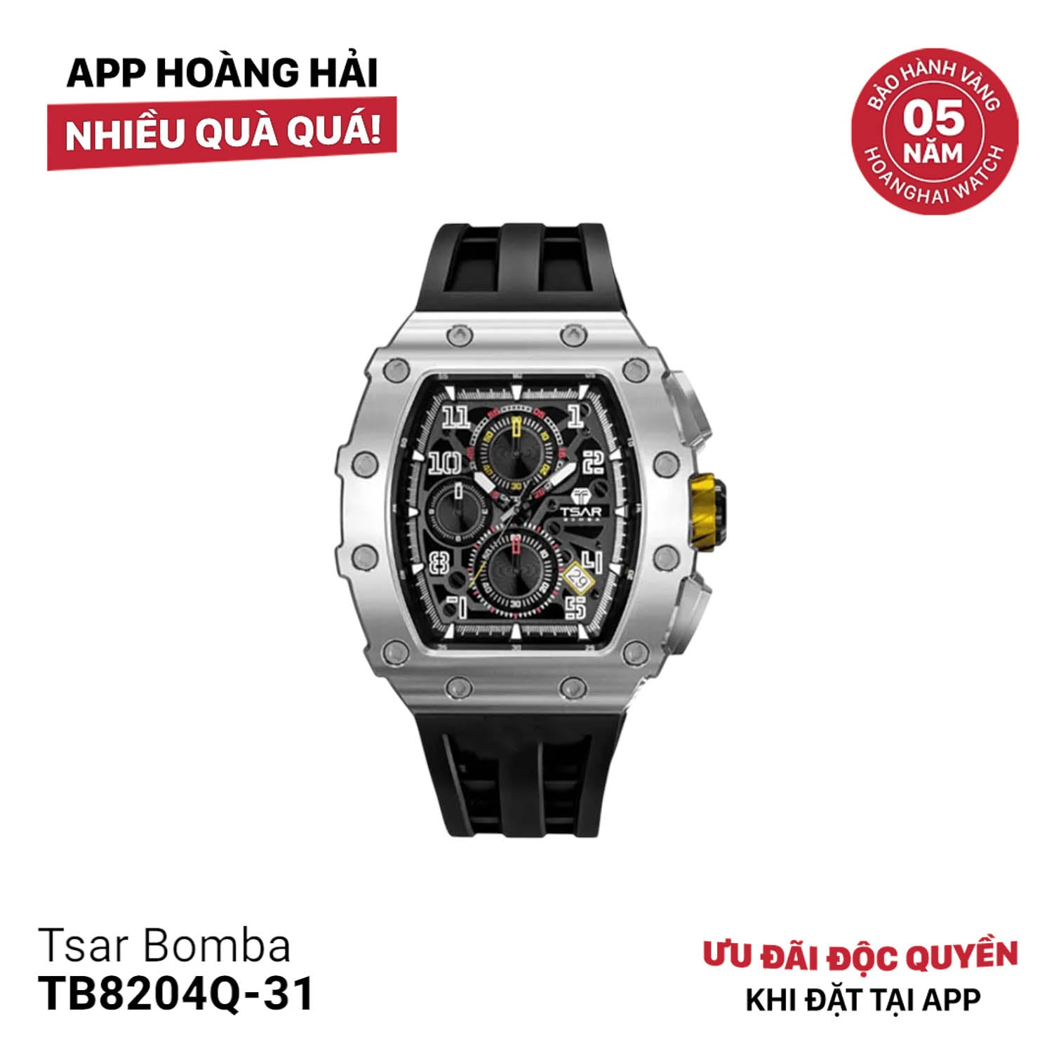 Đồng hồ pin Tsar Bomba Stainless Steel TB8204Q