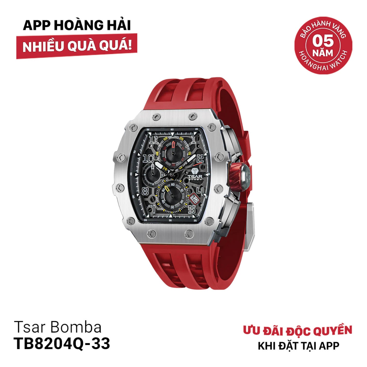 Đồng hồ pin Tsar Bomba Stainless Steel TB8204Q