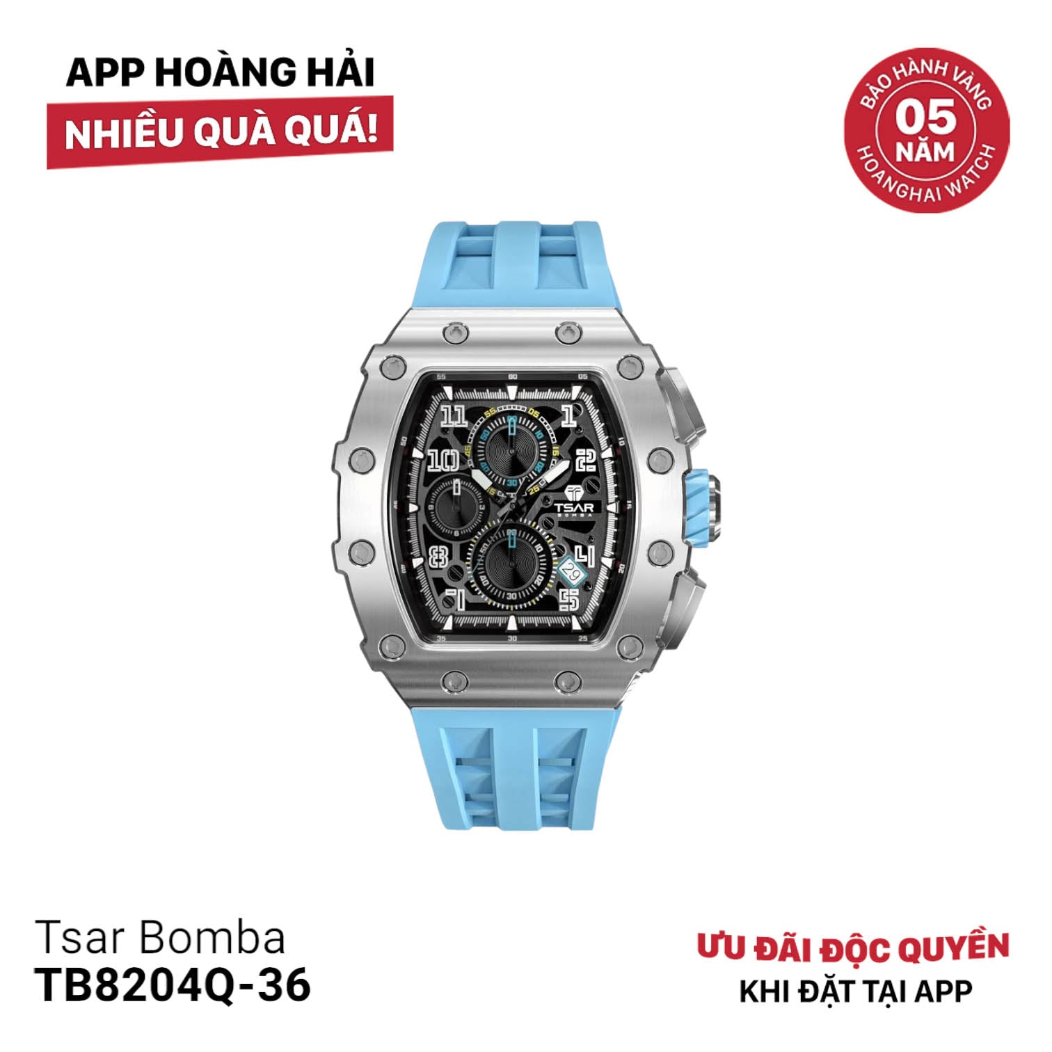 Đồng hồ pin Tsar Bomba Stainless Steel TB8204Q
