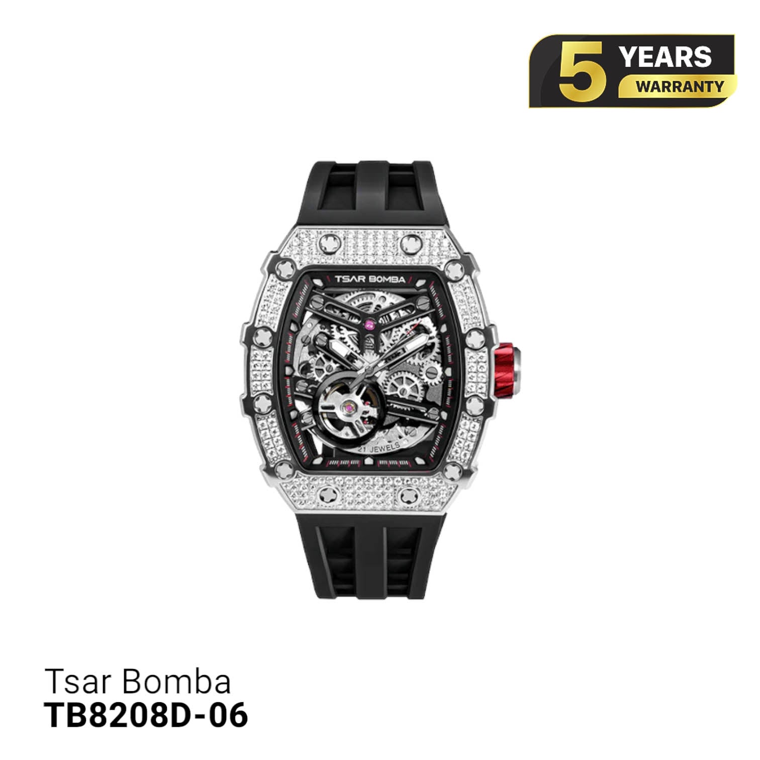 ကျောက်မျက်ရတနာများပါရှိသော Tsar Bomba စက်ပိုင်းဆိုင်ရာနာရီ TB8208D