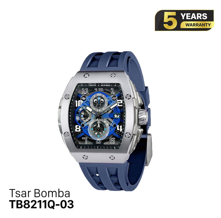 Tsar Bomba စတီးလ် TB8211Q ဘက်ထရီသုံး နာရီ