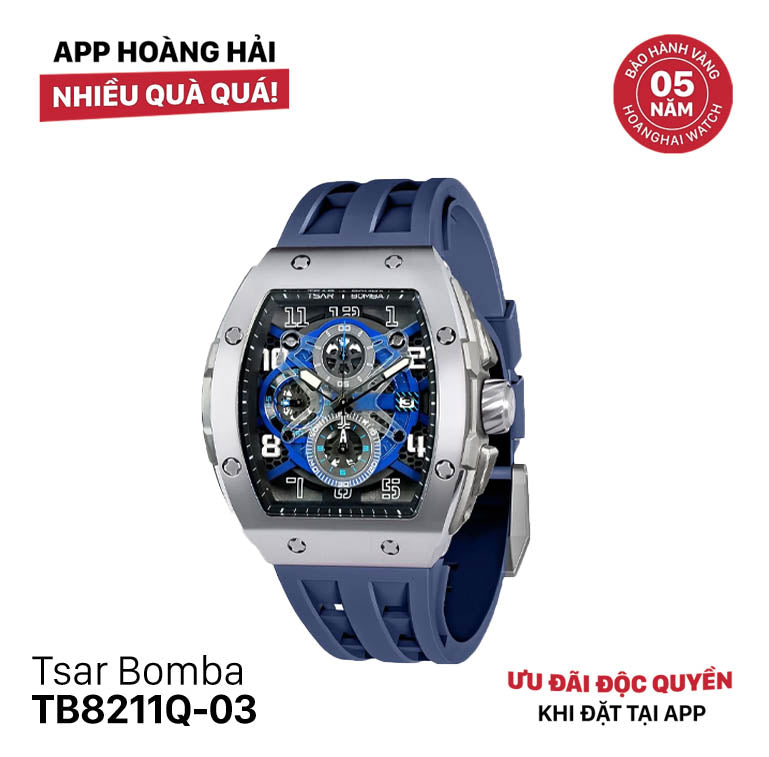 Đồng hồ pin Tsar Bomba Stainless Steel TB8211Q