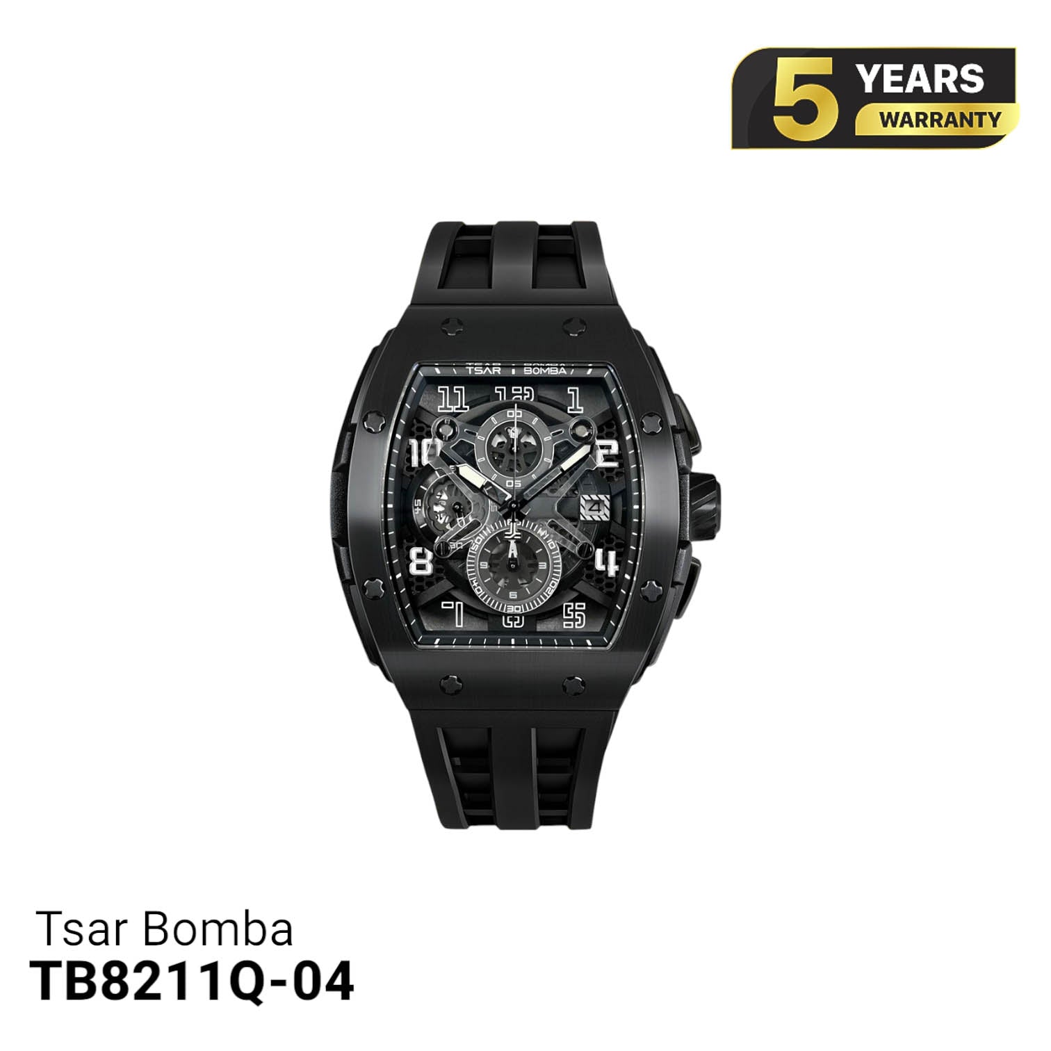 Tsar Bomba စတီးလ် TB8211Q ဘက်ထရီသုံး နာရီ