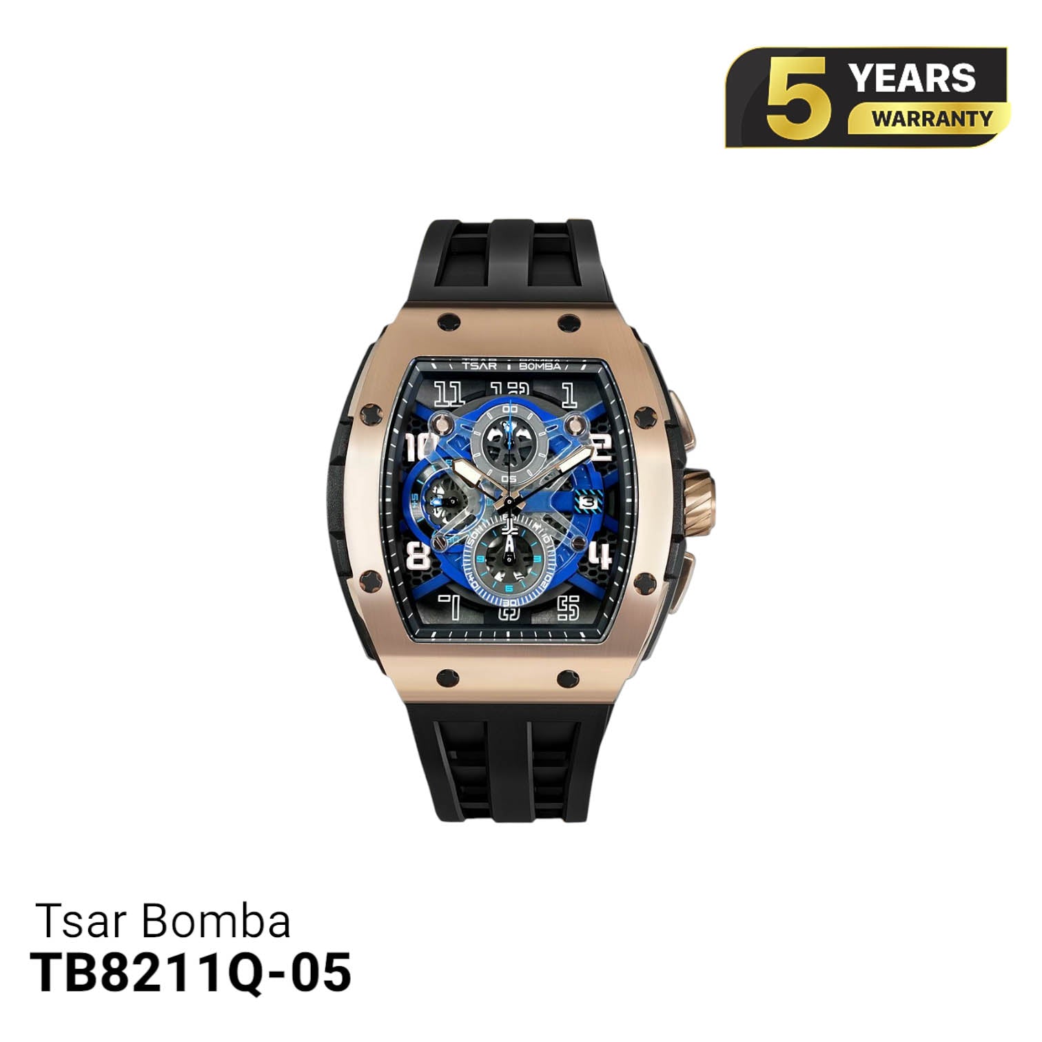 Tsar Bomba စတီးလ် TB8211Q ဘက်ထရီသုံး နာရီ