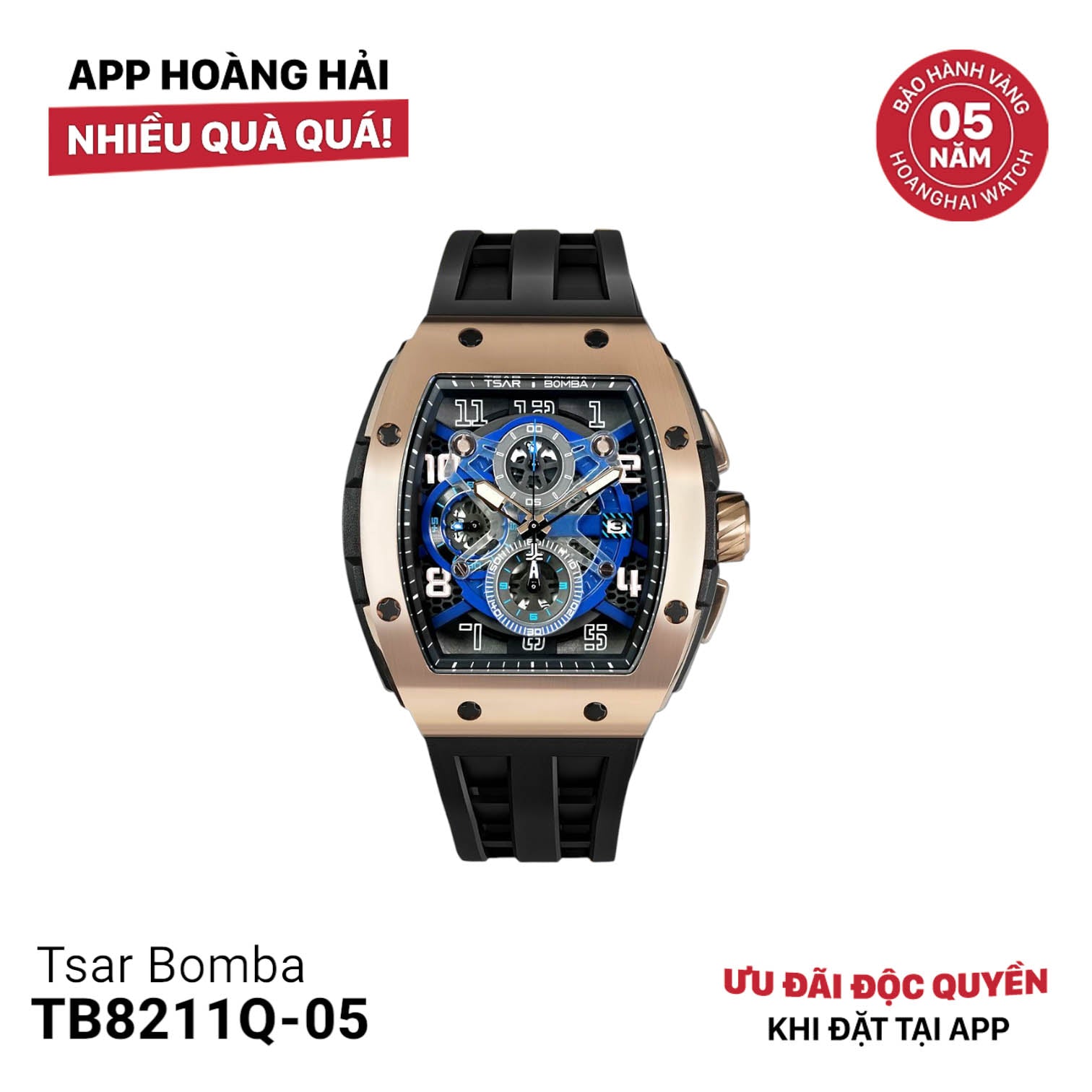 Đồng hồ pin Tsar Bomba Stainless Steel TB8211Q