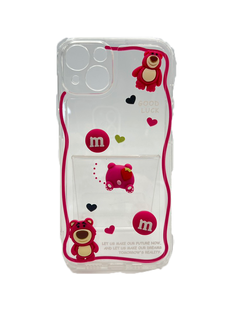 3D Strawberry Bear ပါသော HHPK18 Wave-shaped case 